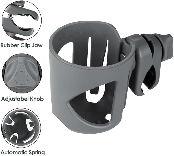 New Stroller Cup Holder for Stanley Quencher H2.0 (30 & 40 Oz. Models), Also Compatible with Stanley IceFlow (20 & 30 Oz. Models) - Gray