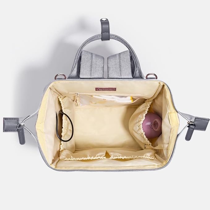 SUNVENO Diaper Bag Backpack Large Capacity Baby-Bag with Changing Pad & Stroller Clips Diaper-Backpack Travel Essentials Nappy Bag Organizer for Baby Care with USB Charging Port, Grey