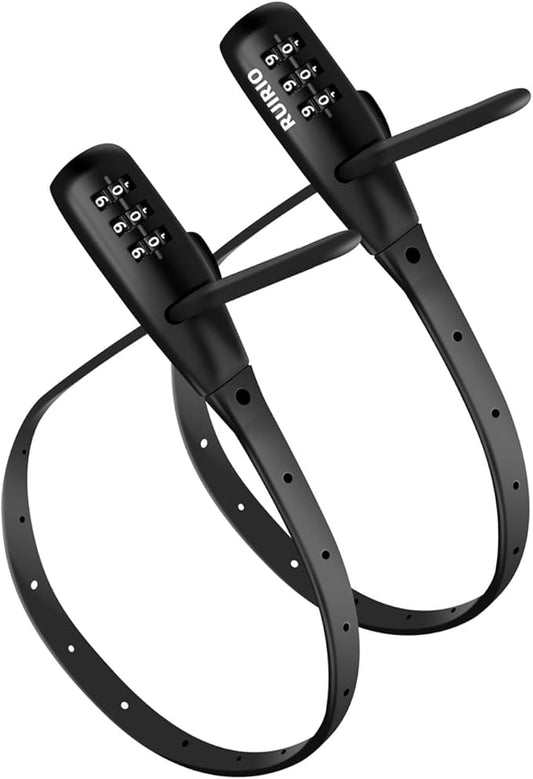 Combination Lock Cable for Cabinets Proofing Security Locks, Suitable for Cabinets, French Refrigerators, Baby Strollers, Kids' Bikes, Helmets, Gates. 2-Pack, Black.