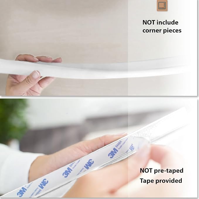 Roving Cove HeftyFit Edge Protector for Baby Proofing (9ft Large Edge Only), Heavy-Duty Soft Furniture Edge Bumper Guards, Desk Edge Cushion, Wall Corner Covers, 3M Adhesive, Oyster White (Off White)