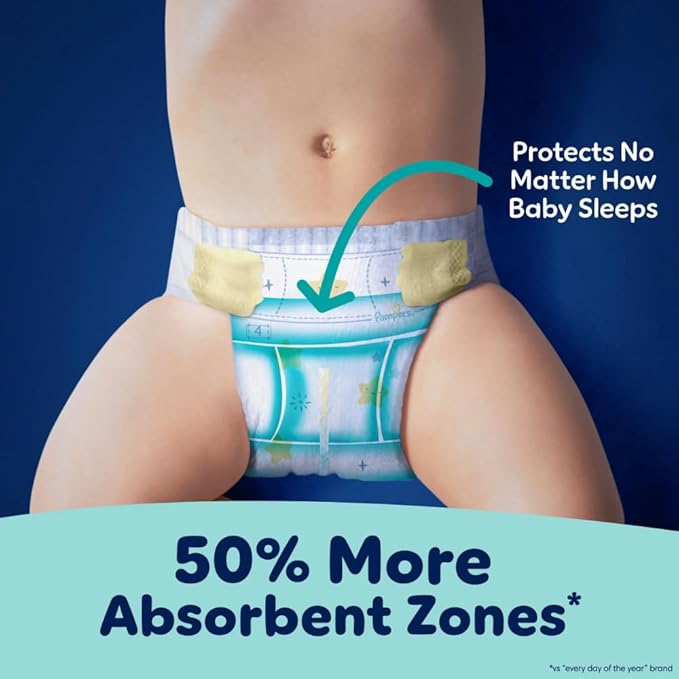 Pampers ZZZ Overnight Diapers, Size 5 (27+ lbs), 88 Count, Nighttime Protection Disposable Baby Diaper, Night Time Leak and Skin Protection
