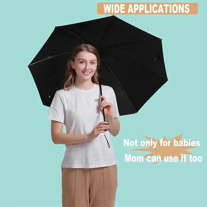 Universal Baby Stroller Sun Protection Parasol, with Umbrella Clip Fixing Device, UPF 90+ UV Protect Pushchair Sun Parasol (Silver)