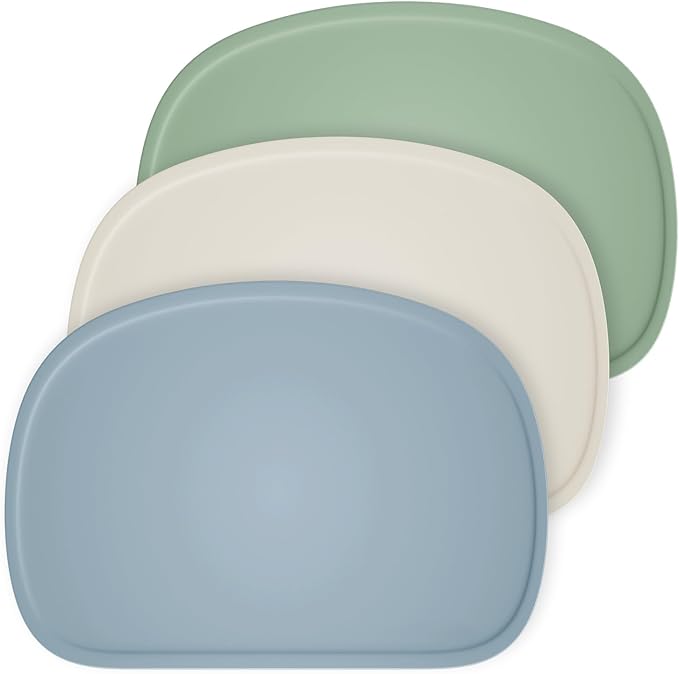 Cuddle Campus Set of 3 Silicone Placemats with Raised Edges for Kids,Toddlers,Babies, Non-Slip Dinning Table Mat, Baby Eating Mat, Food Mat Set 1