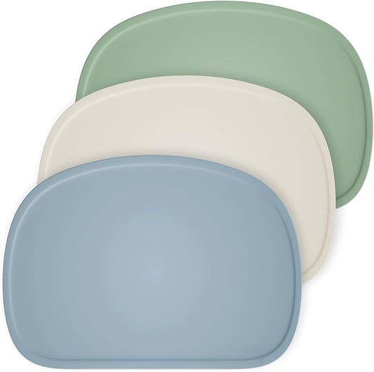 Cuddle Campus Set of 3 Silicone Placemats with Raised Edges for Kids,Toddlers,Babies, Non-Slip Dinning Table Mat, Baby Eating Mat, Food Mat Set 1