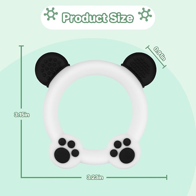 3 Pack Baby Teether, Bear-Shaped Silicone Teething Toys for Infants 0-24 Months, BPA-Free Chew Toys to Soothe Sore Gums (White & Green & Yellow)