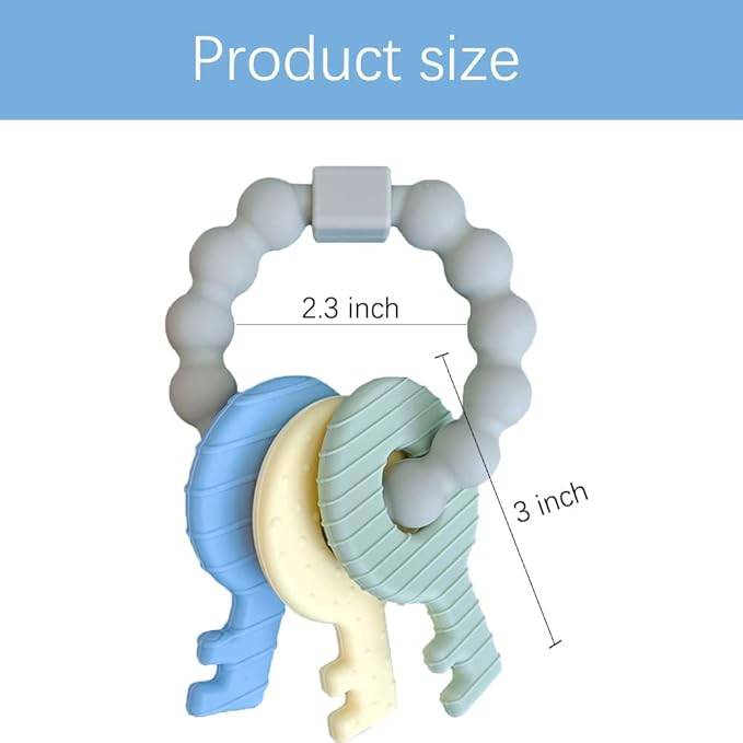 Baby Teether Keys,Teething Keys Toys for 3 to 18 Months Infants Toddler Sensory Chew Toys BPA-Free Toy for Baby Teething Relief(Grey)