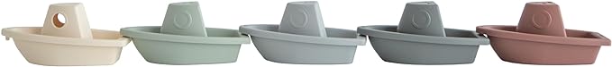 mushie Stackable Bath Boats Toy (Original) | Floating Bathtub Toys for Baby & Toddler, Set of 5 | Made in Denmark