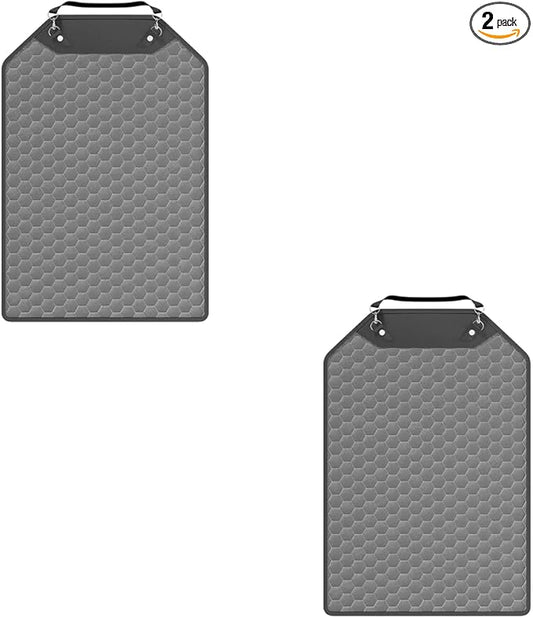 Owleys Premium Leather Car Back Seat Protector - 2 Pc Gray