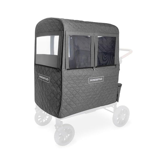 WONDERFOLD Cold Weather Shield Stroller Cover for Winter Made of Premium Breathable Cationic Fabric Filled with Cotton for Warmth, Hook-and-Loop Window Openings (Fts Only W4 Elite/Luxe)