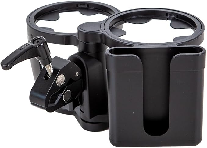 HOUSBAY Universal Stroller Cup Holder with Phone Holder, 3-in-1 Cup Holder - Large Caliber, Milk Bottle & Drink Holder