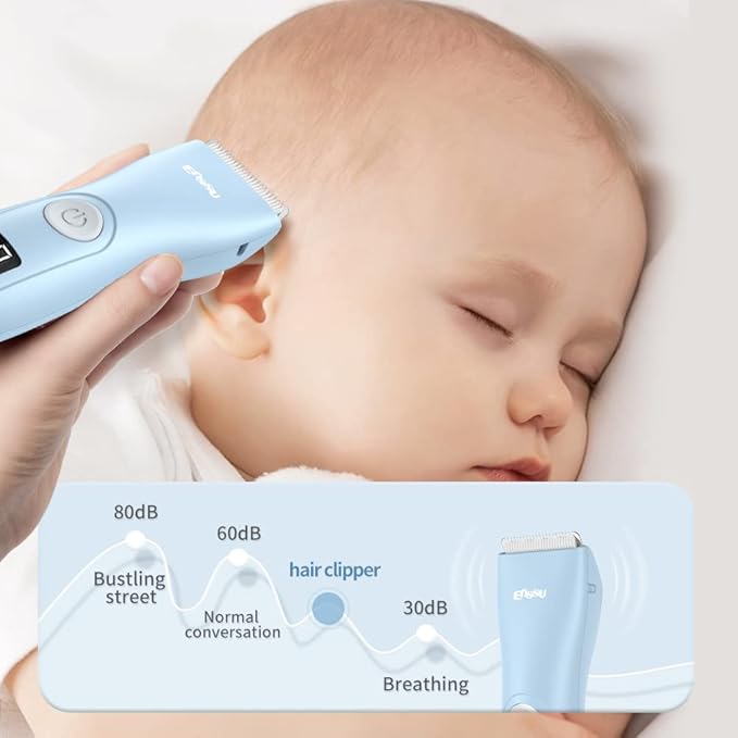 Baby Hair Clippers, Professional Quiet Hair Trimmer for Kids and Toddler, Waterproof & Rechargeable Cordless Hair Cutting Machine for Children, with LCD Display