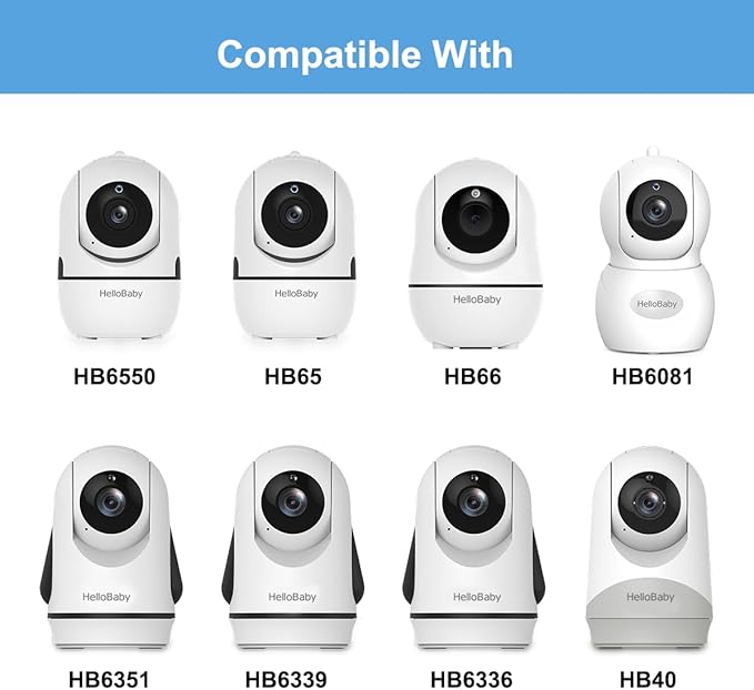 Hello Baby Monitor Clip Mount for HB6550/ HB6560/ HB65/ HB66/ HB6351/ HB40/ HB6339/ HB6336/HB6081, Flexible Crib Clamp Mount Long Gooseneck Arm, Indoor Without Tools or Wall Damage