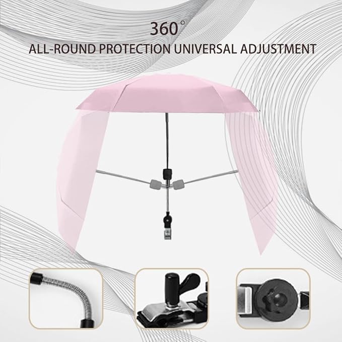 Adjustable Steering Angle, Clip-On All-Round Protection, Convenient and Lightweight, for Sun Protection Lightweight, Easy to Install, Stroller Umbrella, Baby Umbrella Stroller Accessory. (Pink)