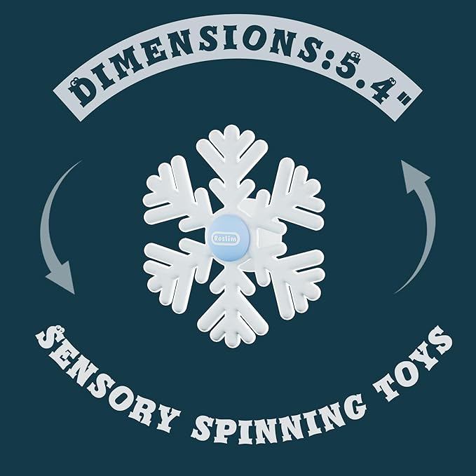 Large Baby Bath Suction Spinner Toys, Silicone Suction Spinner for Baby & Toddler, Novelty Spinning Top with Suction Cup for Highchair & Bathtub, Suction Toys for Car Window (Snowflake, Blue)