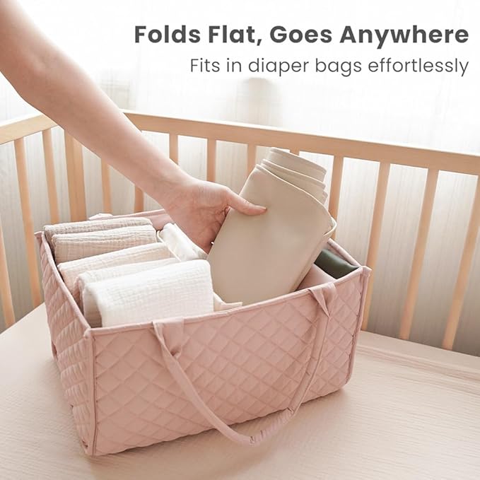 Konssy Faux Leather Baby Changing Mat, Waterproof, Wipeable & Portable Diaper Changing Pad for Travel or Home, Fits Perfectly in Diaper Bag, 30 x 17 inches (Fog Green,Beige)