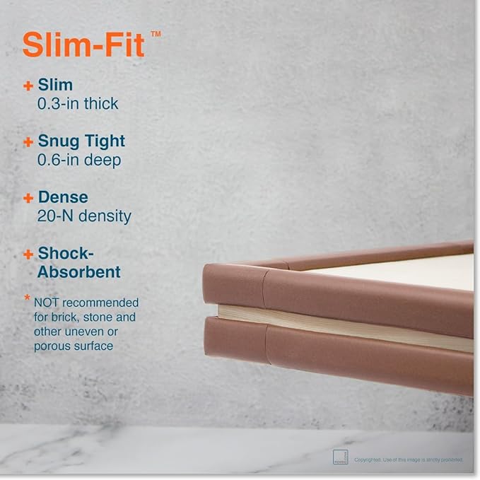 Roving Cove Slim-Fit Corner Edge Protector for Baby Proofing (Small 15ft Edge 4 Corners), Furniture Safety Bumper Guard, Soft NBR Rubber Foam, 3M Adhesive, Coffee Brown