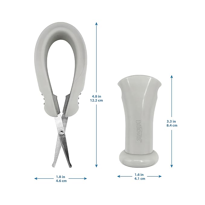 Dr. Brown's Safe Squeeze Nail Scissors with Rounded Blade Tip and 100% Silicone Handle for Infant & Baby