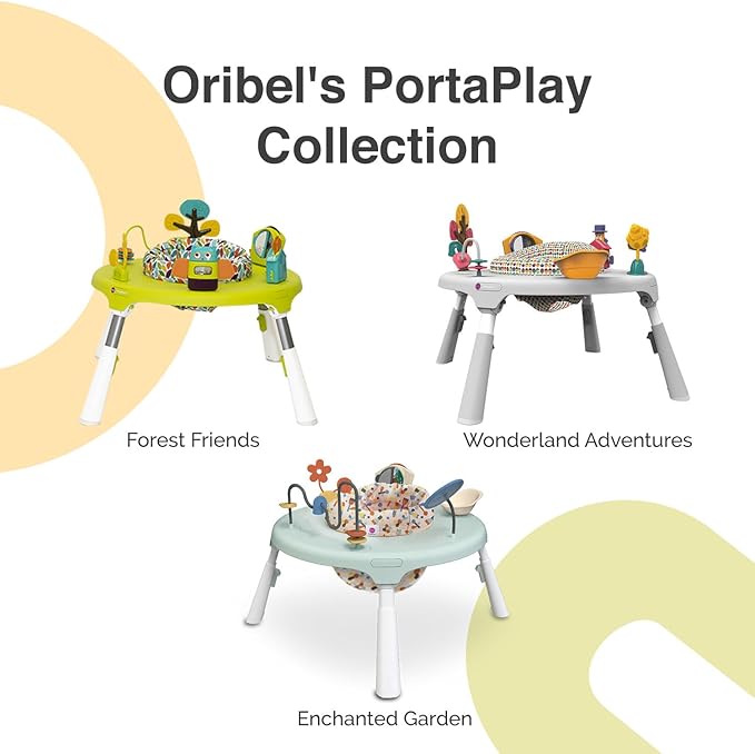ORIBEL PortaPlay 2-in-1 Baby Activity Center & Play Table| 5 Months+ | Convertible & Portable Stage-Based for Baby| with Development Focused Toys | Unisex (Wonderland Adventure, Grey)