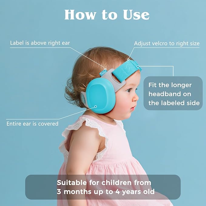 Bella's Friends Baby Ear Protection for Infants & Toddlers(3–48 Months) - Lightweight 24dB Noise Cancelling Headphones - Safe fit & Comfort Earmuffs - Improve Sleep - Baby Travel Essential, Blue