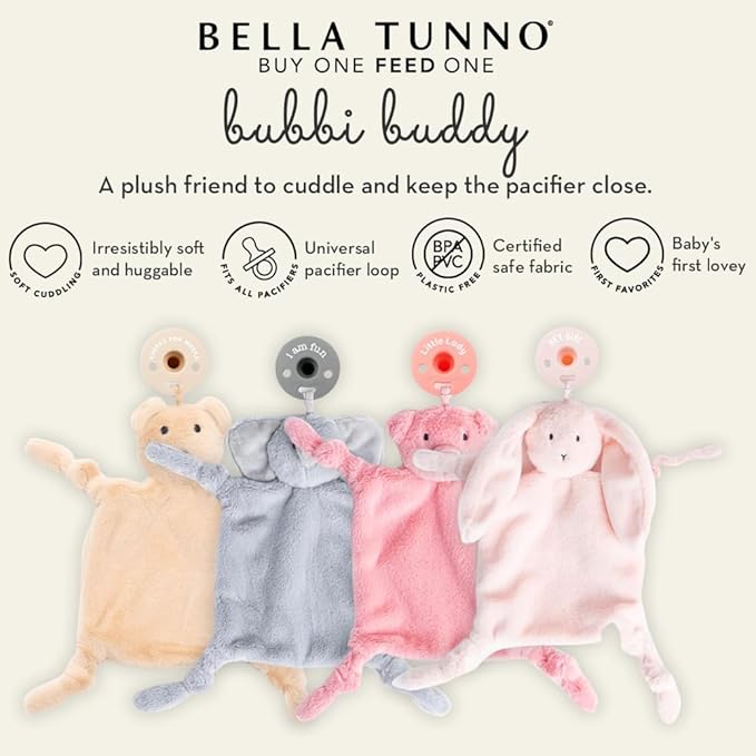 Pacifier Holder with Detachable Pacifier by Bella Tunno, Soft Animal Lovey Snuggle Toy Attaches to Teethers, Baby Gift for Newborn Boys and Girls, Babies 0+ Months, Bear