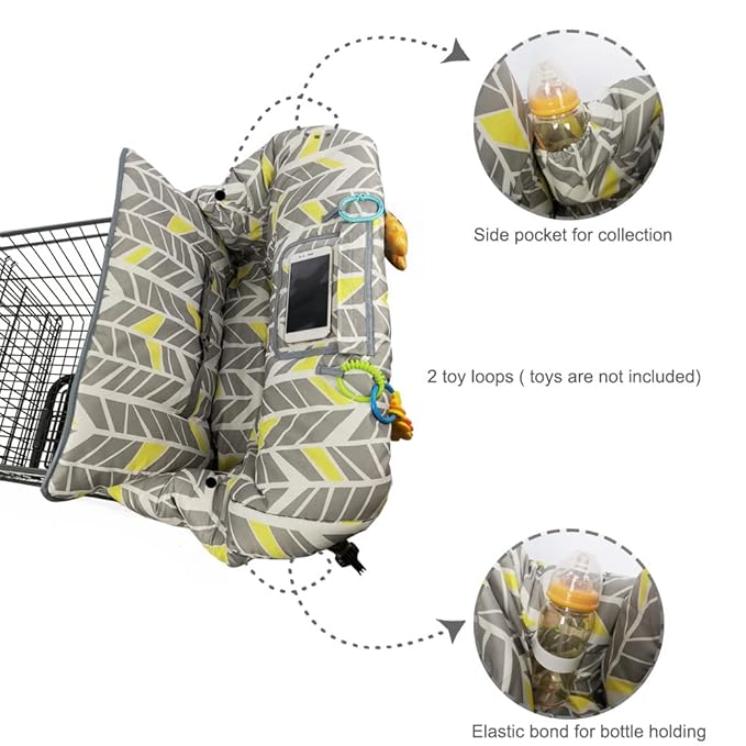 Shopping Cart Cover for Baby boy Girl, Multi-in-1 Cart Covers for Babies, Soft Padded Infant High Chair Cover, Machine Washable, Grocery cart seat Cushion Cover, Multi Color