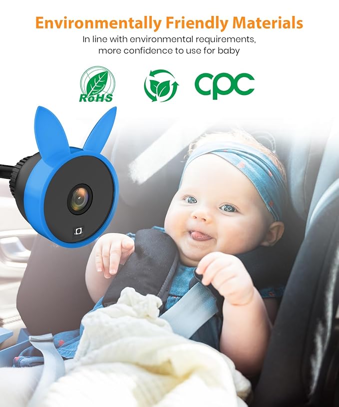 BV2 USB Car Camera for Baby : 4.5" Car Seat Camera with 1080P Crystal Clear Mirror View, Easy Installation Carseat Rear Facing Moitor for Pet & Kids, HD IR Night Vision Backseat Monitor