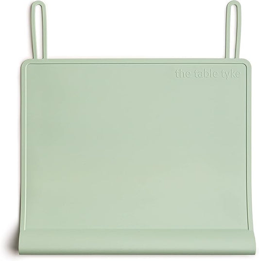 Table Tyke Silicone Placemat for Toddlers with Teething Table Edge Bumper - Non-Slip Baby Placemat for Restaurant & Home Dining - BPA Free Kids Food Mat - Travel Ready Toddler Eating Mat - Sage Green