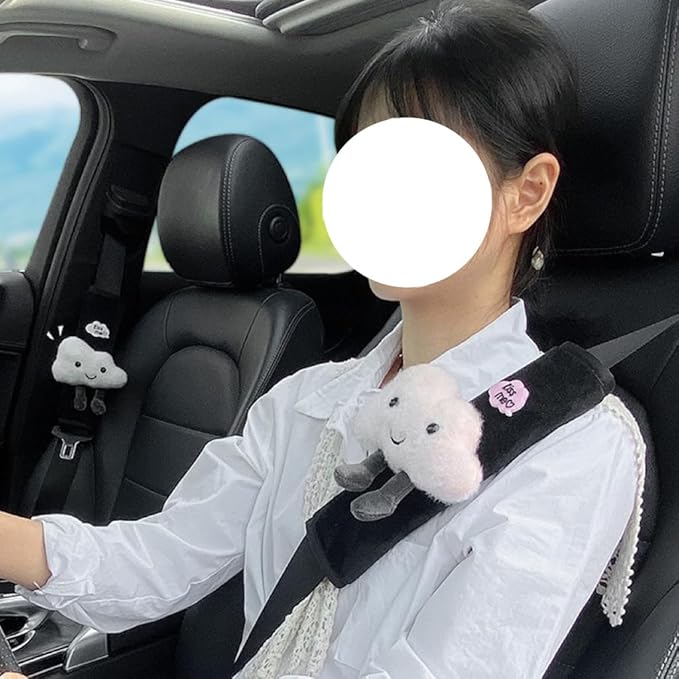 Car Seat Belt Cover Stocking Stuffers Cute Fluffy Pig Frog Sheep Dinosaur Safety Seatbelt Shoulder Pad Auto Accessory Neck Cushion Protector Seatbelt Shoulder Protector Nice Gift (Pig)