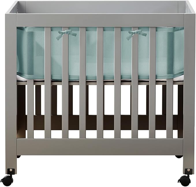 Breathable™ Mesh Liner for Mini Cribs, Deluxe 4mm Mesh, Green Seaglass (Size 4M Covers 4 Sides, Mini Cribs Only)