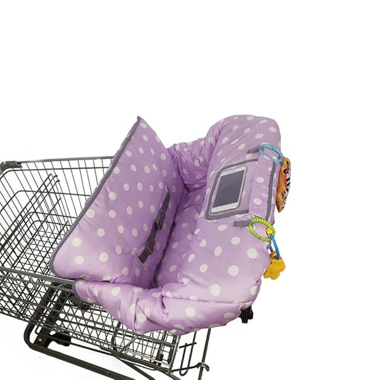 Shopping Cart Cover for Baby boy Girl, Multi-in-1 Cart Covers for Babies, Infant High Chair Cover, Machine Washable, Soft Padded Grocery cart seat Cushion Cover, Purple dot