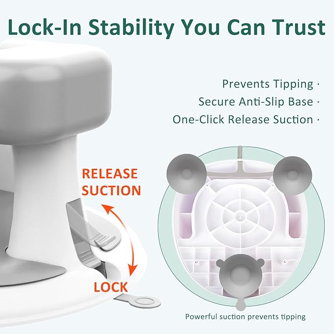 Baby Bath Seat for Babies 6 Months & Up, 360°Protection Bath Seats for Babies Sitting Up, Lockable Armrests, Non-Slip Comfortable Toddler Bath Seat with Soft Cushion
