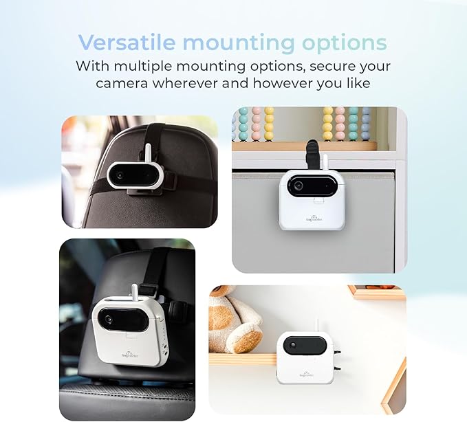 Tiny Traveler Ai Smart Wireless Baby Car Monitor with Travel Kit & Power Bank - AI-Powered Safety Alerts Detection, Virtual Fence, Long Range 1000ft Night Vision Lullabies Night Light - White