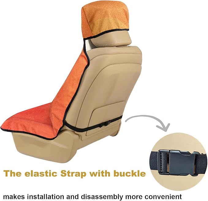Waterproof Stain Resistant Towel Car Seat Cover，Universal Non-Slip for Car, Truck, SUV, Van Seat for Gym Workout,Swimming,Beach and Workout Outdoor ， Machine Washable (2pcs Gradient Orange)