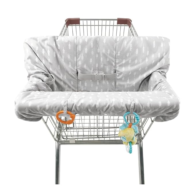 The Peanutshell Shopping Cart Cover for Baby, High Chair Cover for Restaurant Seat, Grocery Cart Cover for Baby Girl and Boy, Cotton Buggy Covers for Babies, Toddler Shopping Cart Cover, Neutral Grey