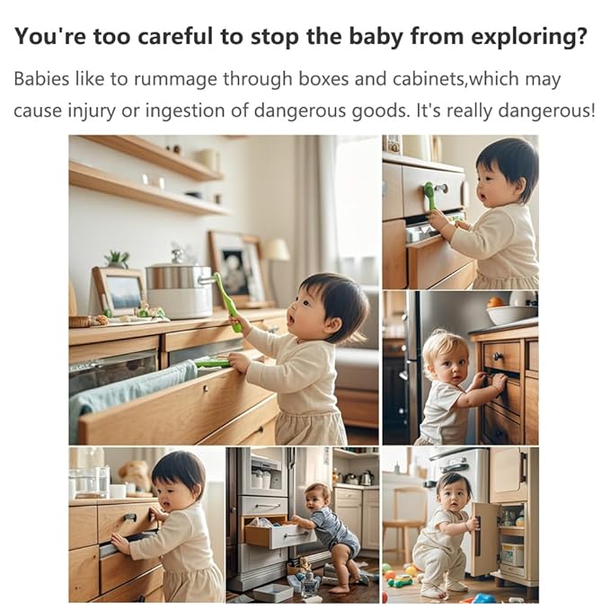 Child Safety Strap Locks (10 Pack) Baby Locks for Cabinets and Drawers, Toilet, Fridge & More. Adhesive Pads. Easy Installation, No Drilling Required, White/Gray (Gray, 10 pcs (Pack of 1))