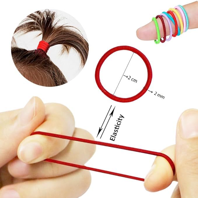 400PCS Multicolor Hair Ties, No Crease Elastic Ponytail Holders, 2CM Finger Hair Accessories for Girls