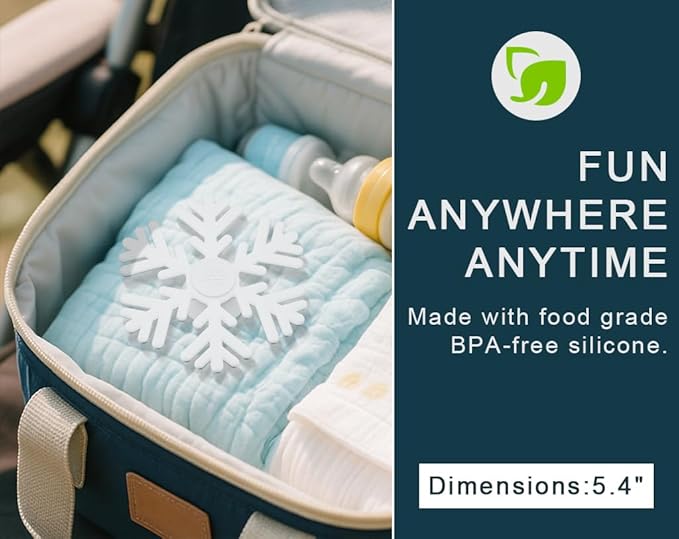 Bathtub Baby Spinners with Suction Cup - Silicone Bath Spinner Toys for Babies & Toddlers, Baby Spinner Suction for Travelling Car & Airplane Windows (Snowflake, White)