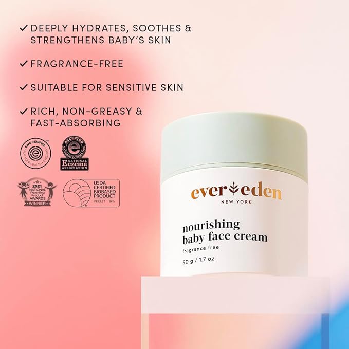 Evereden Nourishing Baby Face Cream 1.7 oz. | Non-Toxic and Fragrance-Free Face Lotion | Rich, Non-Greasy Baby Moisturizing Cream | Face Moisturizer with Clean Ingredients