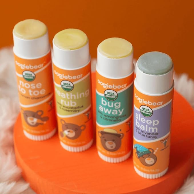 oogiebear Organic Baby Balm 4-Pack – Nose-to-Toe, Breathing Rub, Bug Away & Sleep Balm – Natural & Organic Soothing Care for Babies & Toddlers