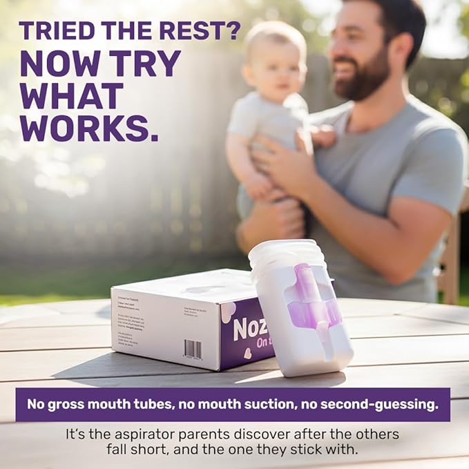 Dr. Noze Best NozeBot On The Go Nasal Aspirator - Pediatric ENT Designed Electric Nose Sucker for Babies and Toddlers, Portable and Easy to Clean, Battery Powered Relief for Mild Congestion