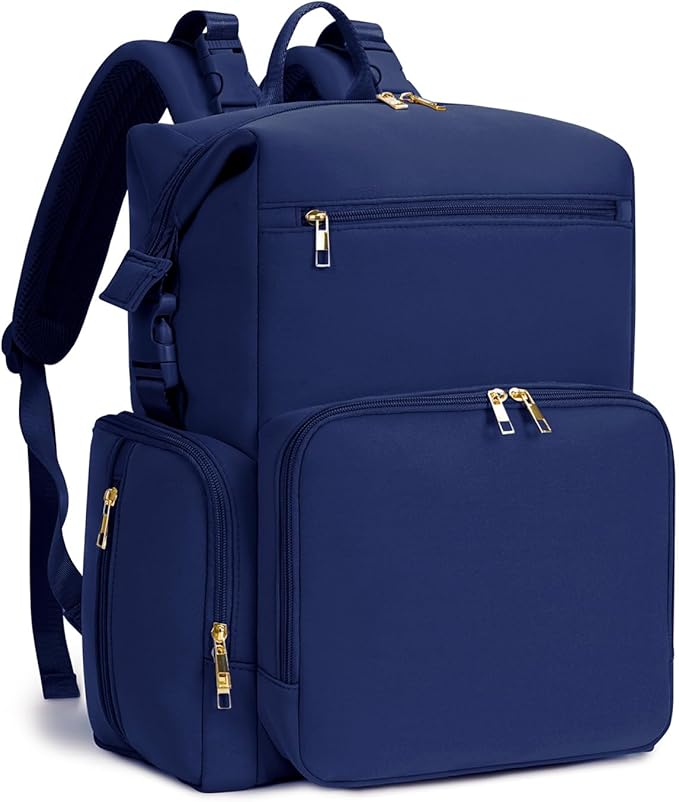 CEI-CEI Neoprene Diaper Bag Backpack with Insulated Pockets, Large Newborn Baby Maternity Bags Travel Tote with Changing Pad (Dark Blue)
