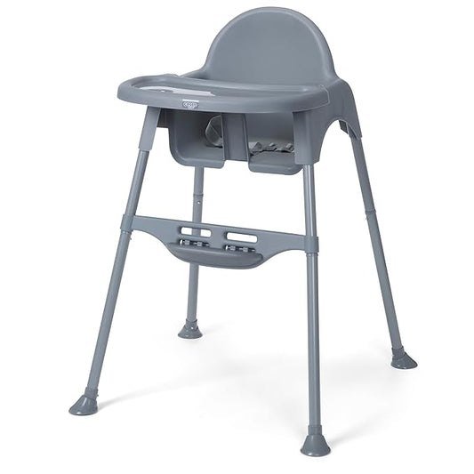 Cosco Kids Canteen High Chair Lightweight Portable Baby Feeding Chair with Adjustable Tray, Easy to Clean, Kitchen or Dining Use, Toddlers Up to 33 lbs, Mono Grey