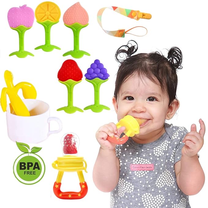 Baby Teething Toys, Freezer BPA Free Silicone Baby Teether Chew Toys, Gifts for Girls Boys- Newborn Infant Toys