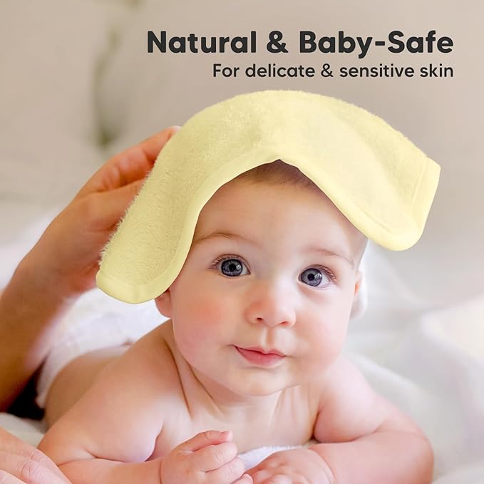 6-Pack Soft Baby Washcloths, Viscose from Bamboo - Kids, Newborn Bath Towels, Infant Shower, Toddler Reusable Face Towel, Gentle on Skin, Face Wash Cloths for Babies, 10x10 (Sunshine)