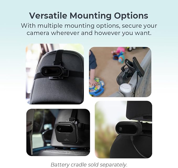 Tiny Traveler 5” HD Touch Screen Baby Car Monitor – Hackproof, No WiFi Baby Camera for Travel and Home, Night Vision, Headrest or Clamp Mount, Baby Reminder Alert - Black