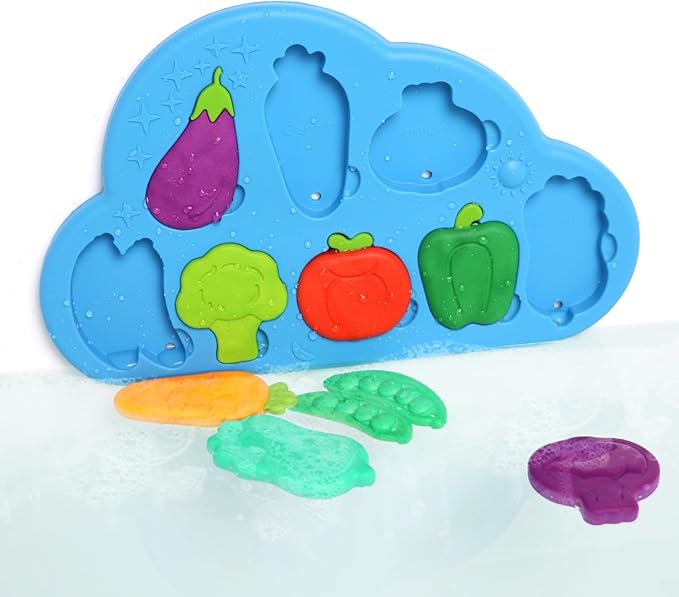 Silicone Bath Toys for Toddlers 1-3 - Sensory Baby Bath Toys with Suction Cup - Puzzles Toy Soft Textured Educational Learning Toddler Baby Toys 1 2 Year Old Boy Girl Gifts