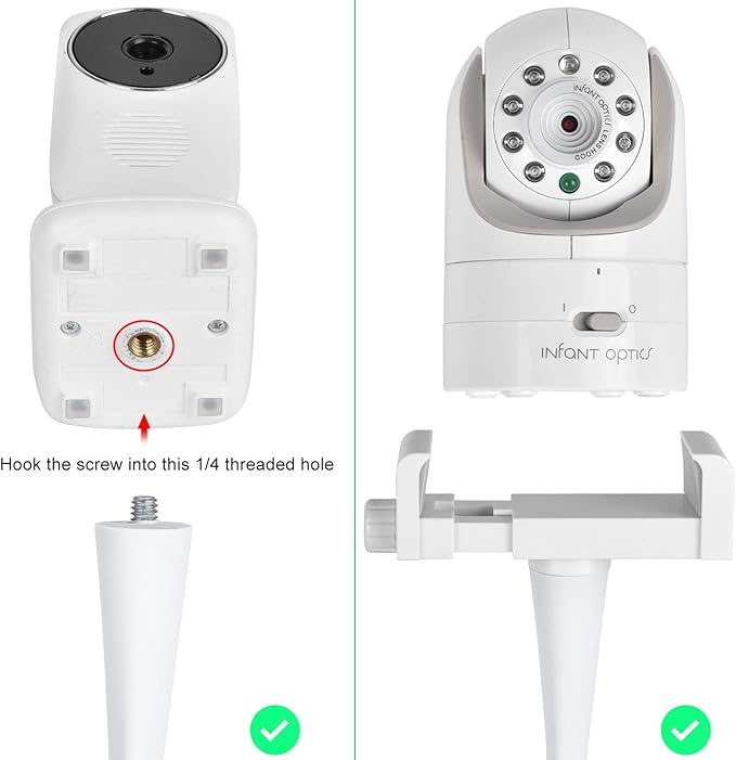 Baby Monitor Mount Camera Shelf Compatible with Infant Optics DXR 8 & DXR-8 Pro and Most Other Baby Monitors,Universal Baby Camera Holder,Attaches to Crib Cot Shelves or Furniture (White)