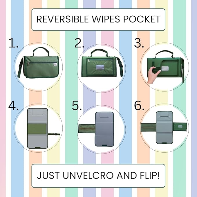 Portable Diaper Changing Pad - Foldable Waterproof Change Mat & Portable Changing Pad for Travel - Baby Changer Station with Diaper & Wipes Pouch & Storage - Baby Shower Gifts