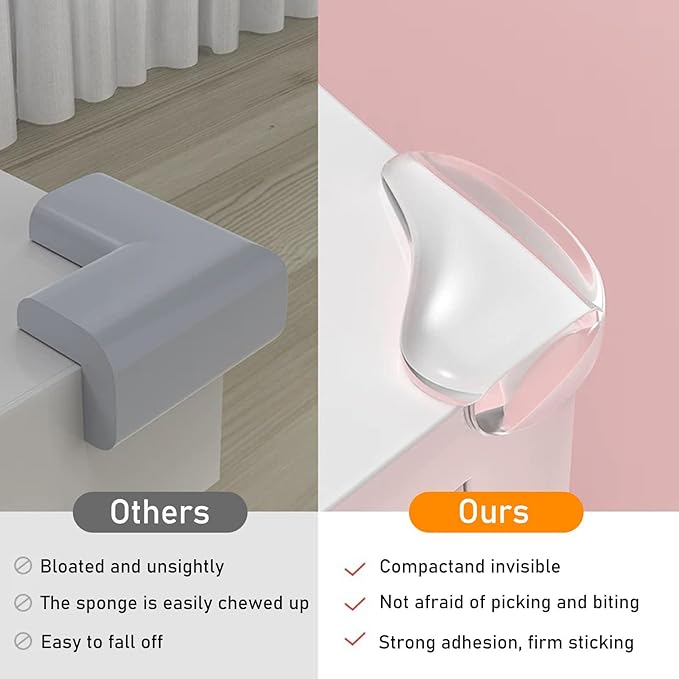 16 Pack Clear Corner Protectors for Furniture,Table Corner Protectors,Furniture Corner Guard & Edge Safety Bumpers for Table Edges & Sharp Corners(L Shape)
