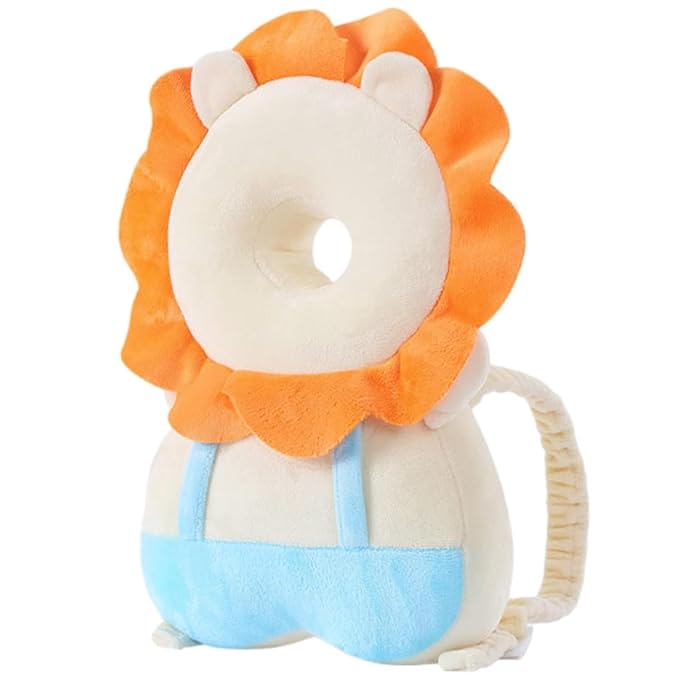 Baby Walker Head Protector Toddler Adjustable Baby Head Protection Backpack Wear Safety Pad (White Lion)
